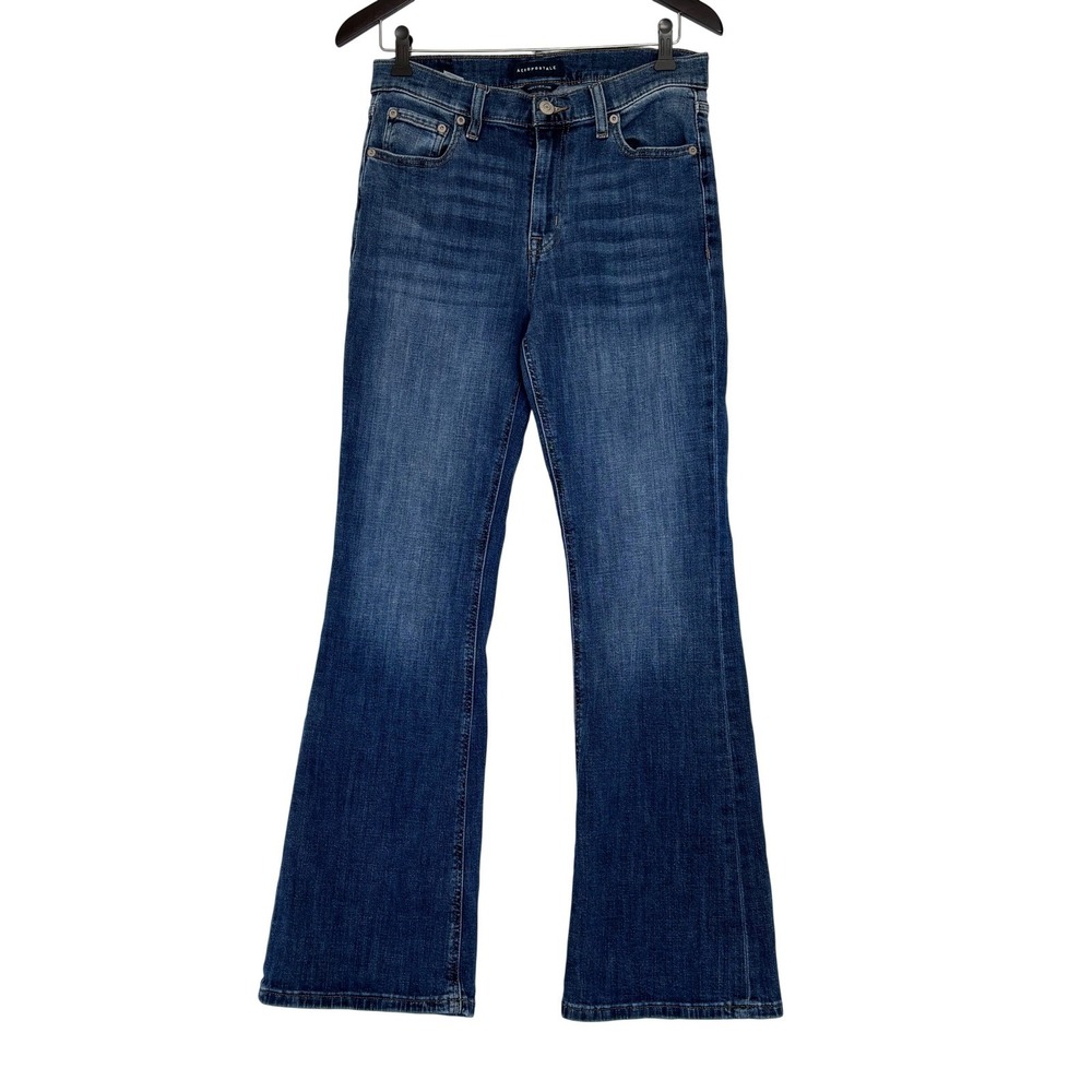 Aeropostale High Rise Flare Jeans Medium Wash Denim Womens 8 Reg RN154379